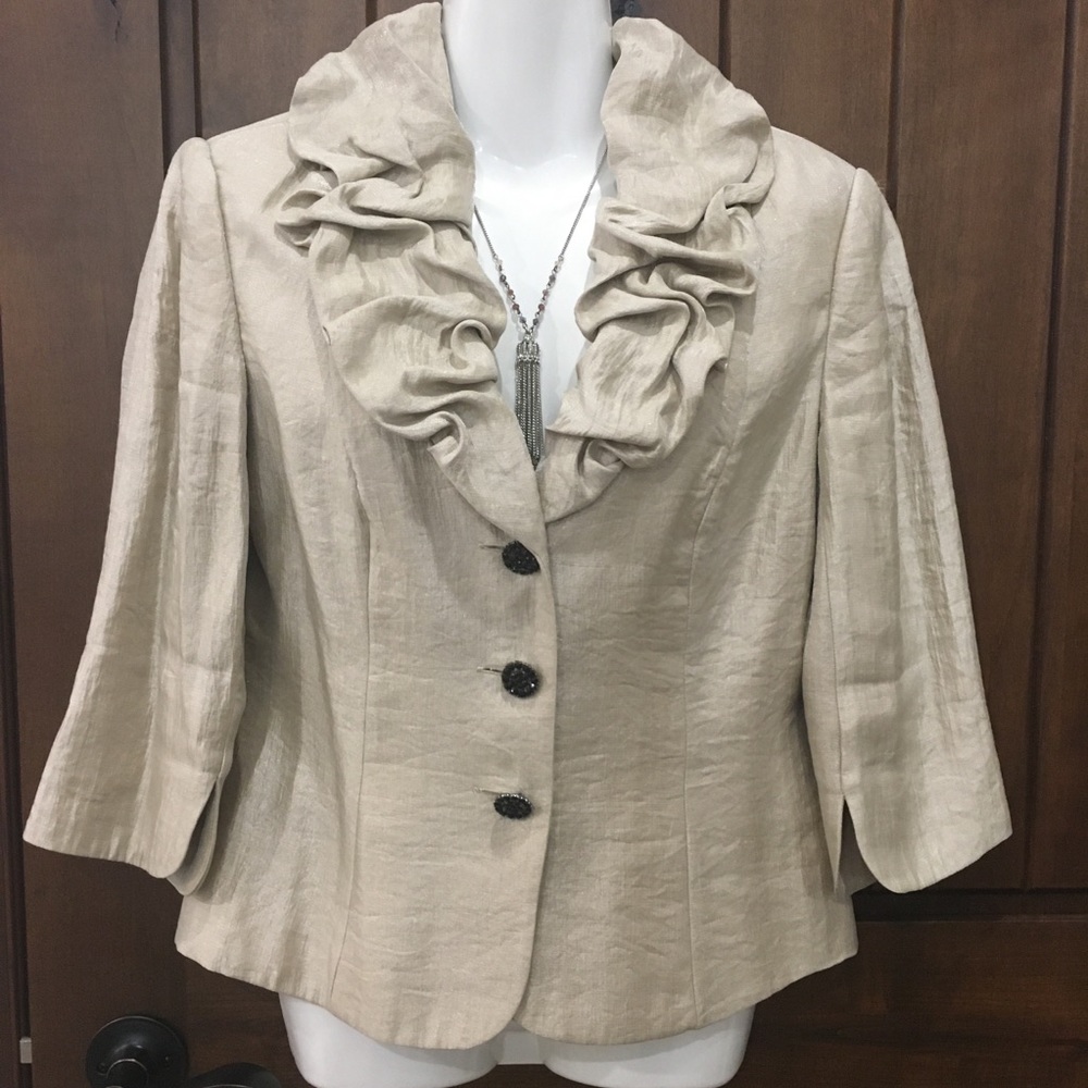 Champagne ruffle neck top 8 Adrianna Papell